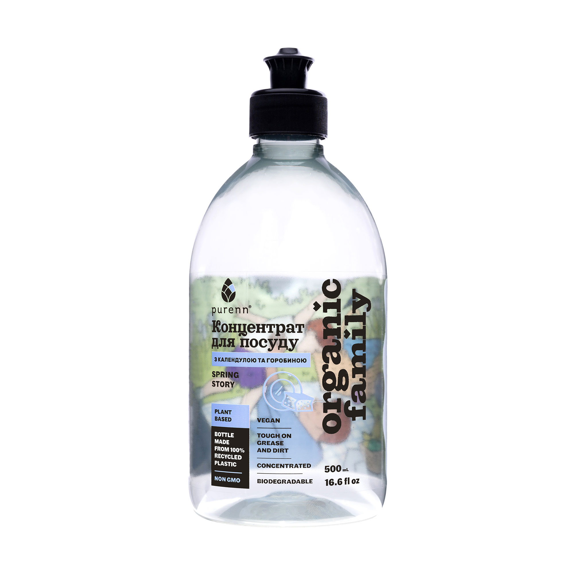 Засіб для миття посуду Purenn Organic Family Spring Story Календула та Горобина, 500 мл